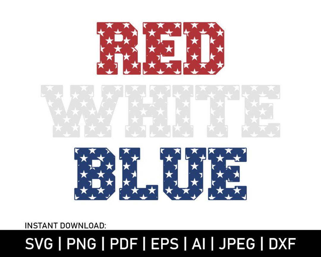 Red White Blue USA Flag SVG, 4th of July Patriotic Design (digital ...
