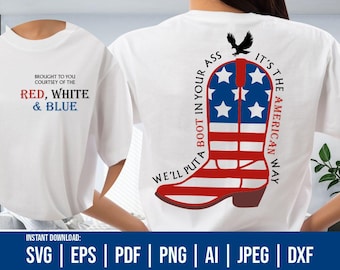 American Boot SVG, patriottisch T-shirtontwerp, gesneden bestanden, Cricut, sublimatie (digitale download)