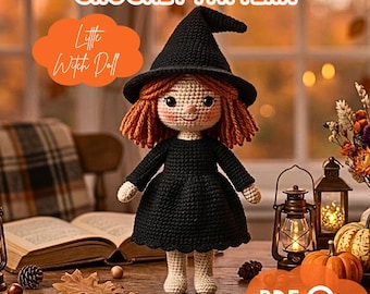 Halloween Witch Crochet Pattern, Halloween Amigurumi Crochet, Cute Witch Doll,  Witch Hat Amigurumi, Crochet Witch PDF, Crochet Toy, Digital