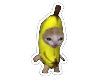 Pegatinas de vinilo de gato banana, resistentes al agua y duraderas.
