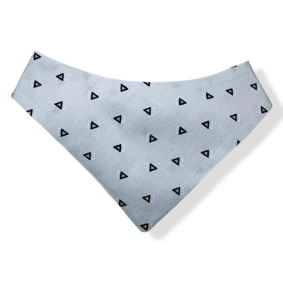 Upcycled Fabric, Petite Scrunchie Dog Bandana, pullover style with elastic neck. Made from high quality mens dress shirts. Handmade in USA.