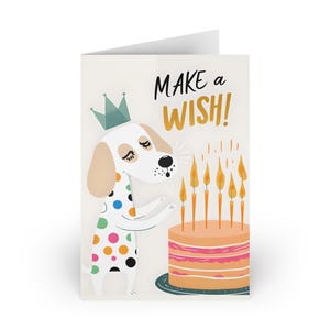 Cartes de voeux d'anniversaire de chien - Jeu de cartes de fête amusantes et fantaisistes, célébrer un anniversaire, faire un vœu, carte pour amoureux des chiens, 1 ou 10 pièces