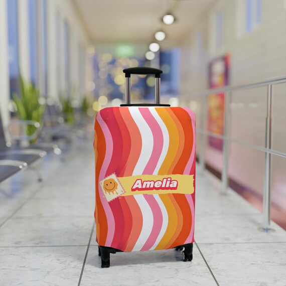 Personalized Luggage Cover: Retro Bright Travel Suitcase Protector