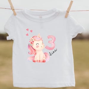 Camiseta Geburtstags,Einhorn, Camiseta Kinder, Personalisierbar, Name & Zahl, Kindergeburtstag, Geschenkidee, einzigartig, Geburtstagsgeschenk