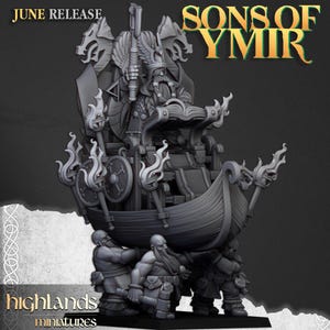 Great Dwarf King on Throne - Dwarfs, Sons of Ymir, Highlands Miniatures | 3d printed Tabletop