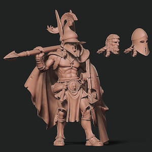 Tassos - Trathian Wolves leader - Ancient Greek peltasta Hero - Greek Empire, Ancient Greece, The Good Brick | 3d printed tabletop