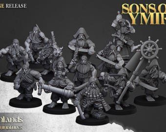 Dwarf Pirates - Sons of Ymir, Highlands Miniatures | 3d printed Tabletop Miniatures