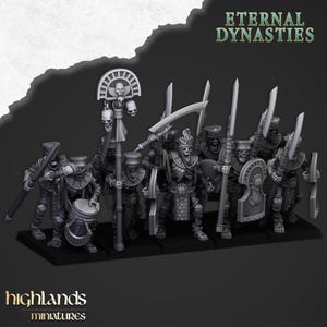 Eternal Dynasties Ancient Guard with Halberds - Highlands Miniatures | Desert pharaoh army, Tabletop Figures, ancient Egypt inspired minis