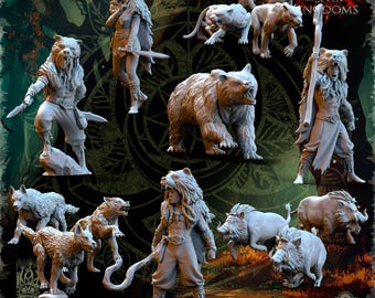 Evergreen Elves Beastmasters - The Beholder Miniatures | 3d printed Tabletop Miniatures