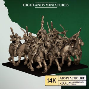 Wood Elves Feral Mounted Archers - Highlands Miniatures | Tabletop RPG Figures, Fantasy Mini Statues & Collectibles, Wood Elves, Wood Elf