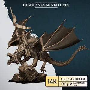 Aegean Elf Prince on Dragon - Highlands Miniatures | Tabletop RPG Figures, Fantasy Mini Statues & Collectibles, High Elves, Aegan elves