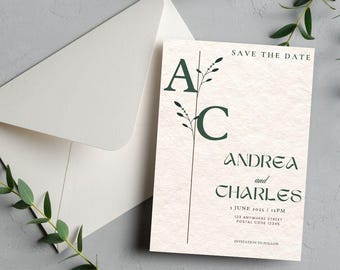 Minimalist Wedding Invitation Template, Modern Wedding Invite,  Wedding Invitation Set, Editable Template