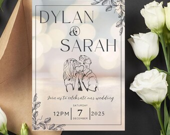 Minimalist Wedding Invitation Template, Modern Wedding Invite,  Wedding Invitation Set, Editable Template