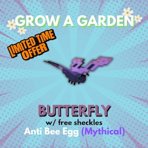 Grow A Garden Roblox - Farfalla / Uovo anti-ape Animale domestico mitico / 1 pezzo