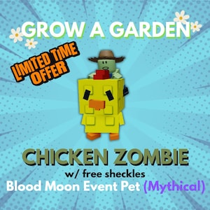 Grow A Garden Roblox - Pollo Zombie / Evento Luna di Sangue Animale domestico mitico / 1 pezzo