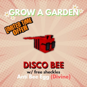 Grow A Garden Roblox - Disco Bee | Anti Bee Egg Divine Pet | 1 Piece