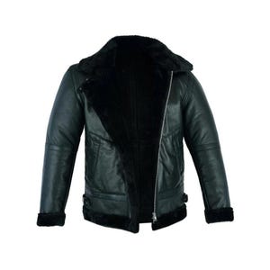 Blouson aviateur B3 RAF en cuir retourné fait main : manteau aviateur en peau de mouton