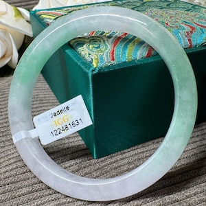 Certified 58mm Light Green Jade Bangle – Elegant Feng Shui Bracelet for Luck & Meaningful Gifts
