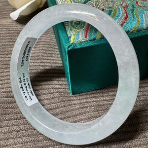 56mm White Jade Bangle with Light Green Hue – Lucky Gift for Her, Elegant & Meaningful Present
