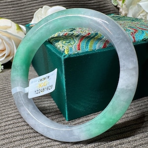 Certified 56mm Light Green Jade Bangle for Luck, Feng Shui Jewelry for Good Luck & Gifts