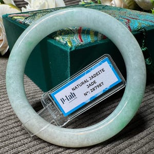 53mm Natural Light Green Jade Bracelet – Certified Jade Bangle Symbolizing Prosperity & Timeless Style