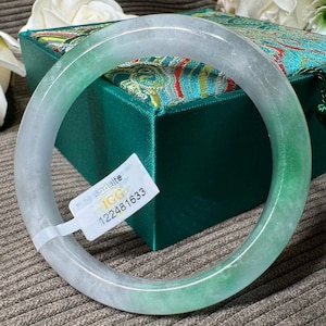 Certified 57mm Light Green Jade Bangle – Elegant Feng Shui Bracelet for Luck & Meaningful Gifts