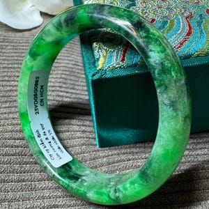 Certified 53mm Natural Green Jade Bangle – Elegant Feng Shui Charm & Lucky Gift for Every Special Occasion