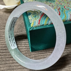 56mm White Jade Bangle with Soft Green Hue – A Lucky, Elegant & Meaningful Gift for Her