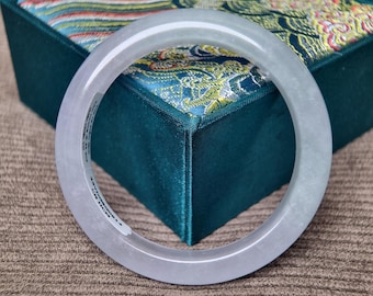 Certified 56mm White Jade Bracelet with Soft Green Glow – Elegant Feng Shui Gift for Every Occasion