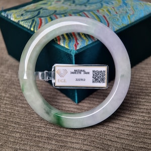 Certified Light Green Jadeite Bangle 52mm | Natural Jade Bracelet | Vintage Gemstone Gift for Her