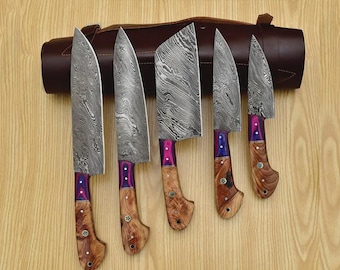 Handmade Damascus Chef Knife Set – High Carbon Steel, Culinary Gift