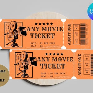 Printable Movie Gift Ticket: Cinema Birthday Party Reveal (Digital Download)