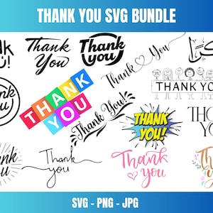 Thank You SVG Bundle: Wedding, Card, Sign (Digital Download)