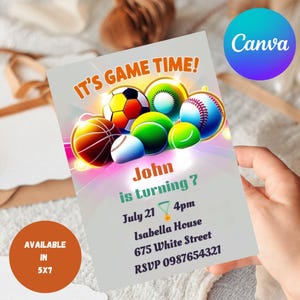 Editable Sports Invitation Sports flyer Neon Glow Sports Party Invites joint Sports Invite All Star Sports Invitation Instant Download
