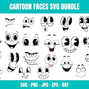 Cartoon Emotion Faces SVG Bundle | Smiley Face Svg Bundle | Cute Funny Face SVG | Kawaii Face SVG | Cartoon face clipart | Comics face.
