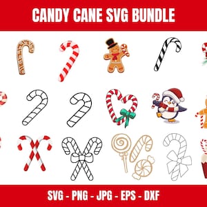 Candy Cane SVG Clipart Bundle: Christmas Peppermint PNG (Digital Download)