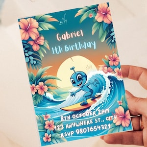 Editable Stitch Birthday Invitation Template, Printable Birthday Party Invitations, Digital Kids Party Invite Boys & Girls Bday Card Evite.