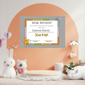 Star Achievement Editable Certificate, Printable School Award, Student Award Certificate, Customize Your Certificate, Star Recognition.