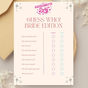 Guess Who Bride or Groom Game: Bridal Shower Printable (PDF)