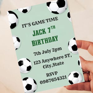 Fußball-Geburtstagseinladungsvorlage, bearbeitbare Fußballparty einladen, einfache Fußballeinladung, druckbare Sporteinladung, sofortiger Download.