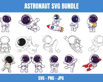 astronaut svg bundle, cute astronaut clipart, space designs rocket svg astronaut party decor, kids space party, digital download svg png jpg