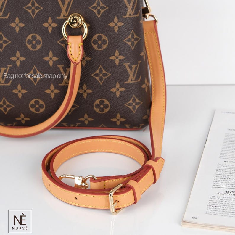 Alça de couro Vachetta para Pochette Accessoires, alça transversal ajustável para bolsa, alça de reposição para bolsa, cores Natural e Mel imagem 2