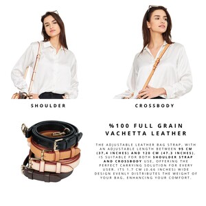 Alça de couro Vachetta para Pochette Accessoires, alça transversal ajustável para bolsa, alça de reposição para bolsa, cores Natural e Mel imagem 12