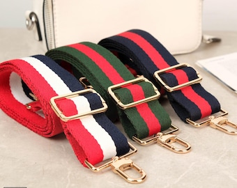 Adjustable Bag Strap – Wide Purse Strap for Crossbody or Shoulder Bags, Striped and Solid Colors, Stainless Steel Hardware