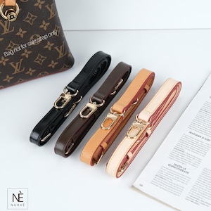 Alça de couro Vachetta para Pochette Accessoires, alça transversal ajustável para bolsa, alça de reposição para bolsa, cores Natural e Mel imagem 1