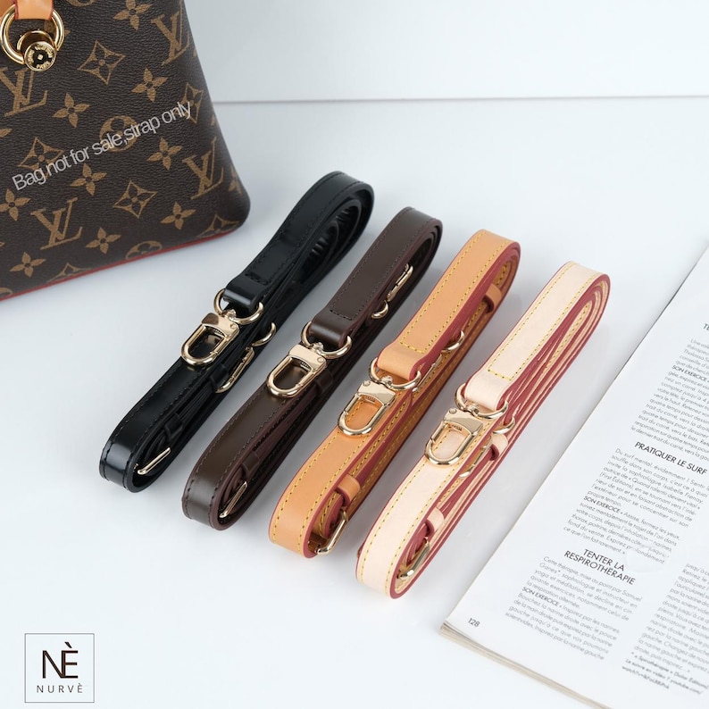 Alça de couro Vachetta para Pochette Accessoires, alça transversal ajustável para bolsa, alça de reposição para bolsa, cores Natural e Mel imagem 1