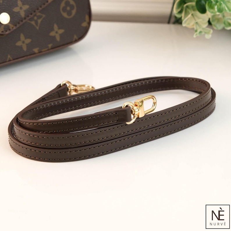 Vachetta Leather Bag Strap, Slim Purse Strap, Top Handle Shoulder Strap, Pochette Accessoires, Leather Bag Handle, Brown,Honey,Natural Color image 9