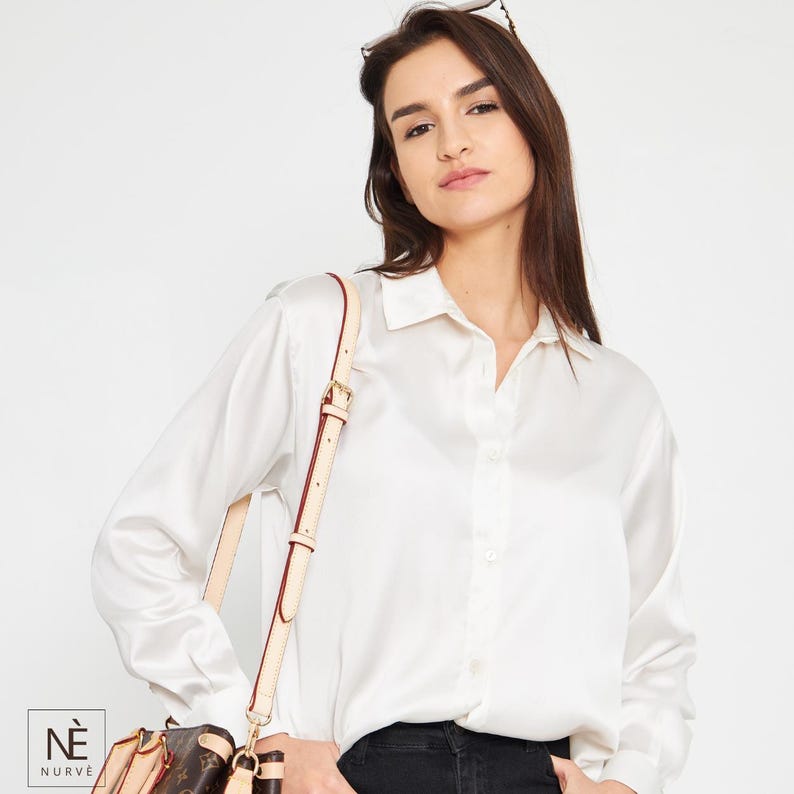 Alça de couro Vachetta para Pochette Accessoires, alça transversal ajustável para bolsa, alça de reposição para bolsa, cores Natural e Mel imagem 3