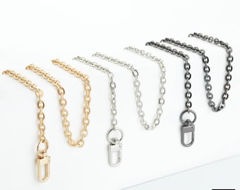 Metal Purse Chain Strap: Gold, Silver, Black - Oval, Rope, Curb Link