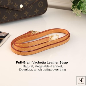 Vachetta Leather Bag Strap, Slim Purse Strap, Top Handle Shoulder Strap, Pochette Accessoires, Leather Bag Handle, Brown,Honey,Natural Color image 7